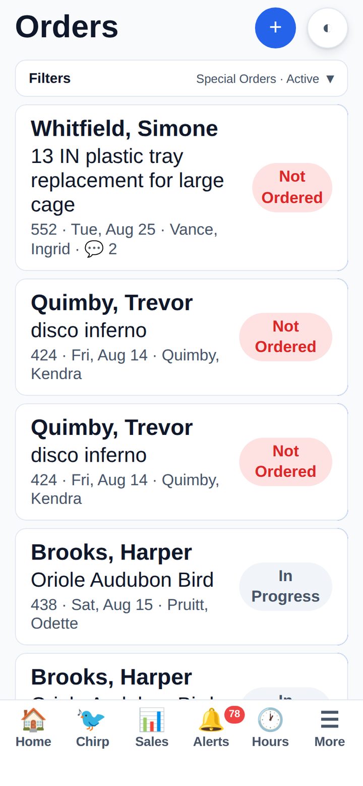 The customer&rsquo;s order, and where it actually is.